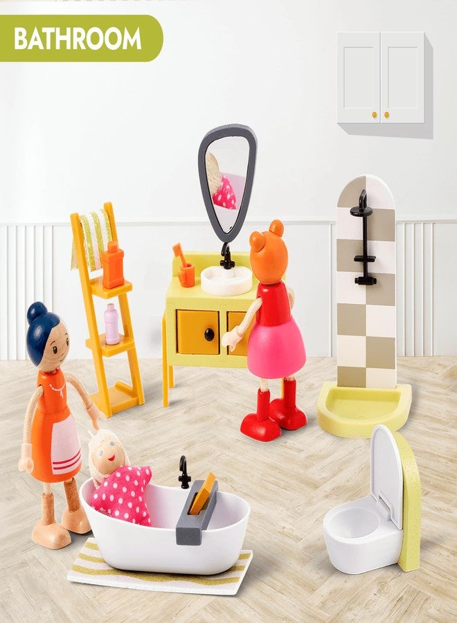 Giant bean 85pcs Wooden Plastic Dollhouse Furniture Set for 6 Rooms, Modern Dollhouse Accessories Pretend Play Furniture Toys for Boys Girls Toddlers & Kids 3 4 5 6 7 Years and up - Image 5